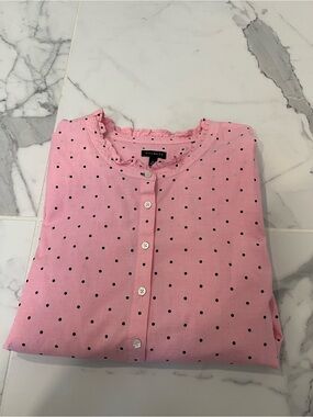 Talbots Pink-black women’s Polka Dot -Front blouse